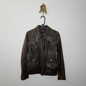 Vince Dark Grey Leather Jacket M